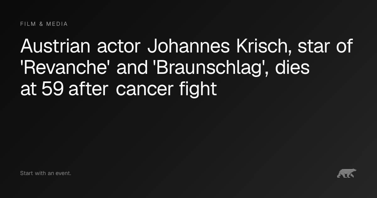 Austrian actor Johannes Krisch, star of 'Revanche' and 'Braunschlag ...