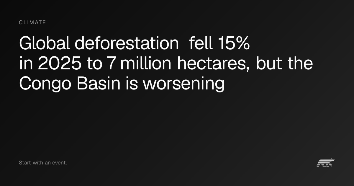 Deforestation falls in 2025, but Congo Basin losses rise · Pollar