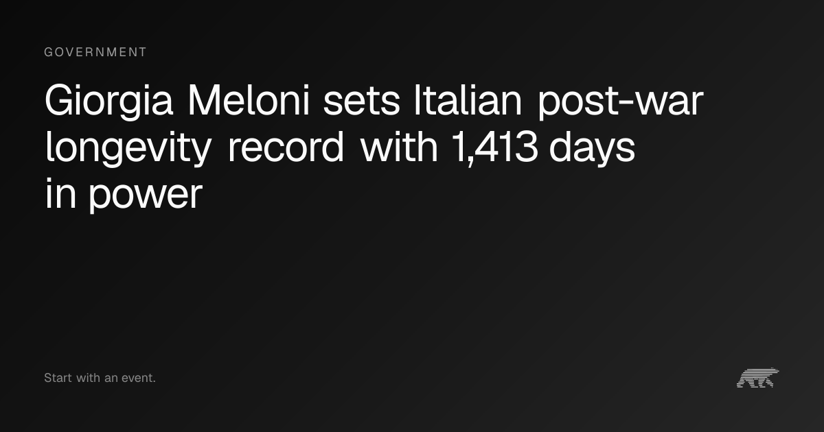 Giorgia Meloni sets Italian post-war longevity record with 1,413 days ...