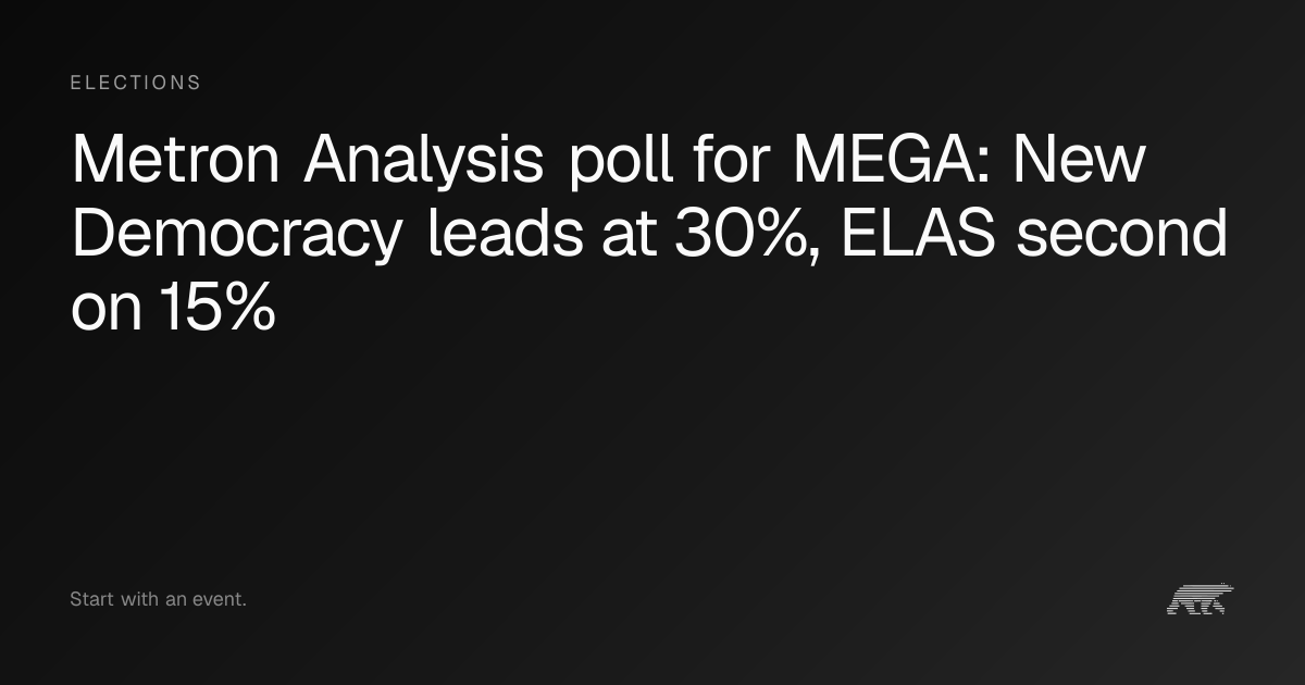 Metron Analysis poll for MEGA: New Democracy leads at 30%, ELAS second ...