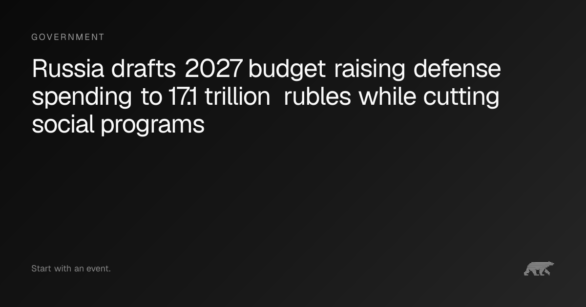 Russia drafts 2027 budget raising defense spending to 17.1 trillion ...