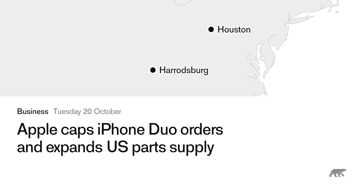 Apple caps iPhone Duo orders and expands US parts supply · Pollar