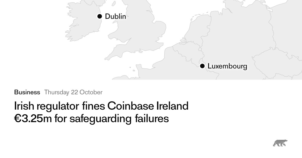 Coinbase Ireland fined €3.25m · Pollar