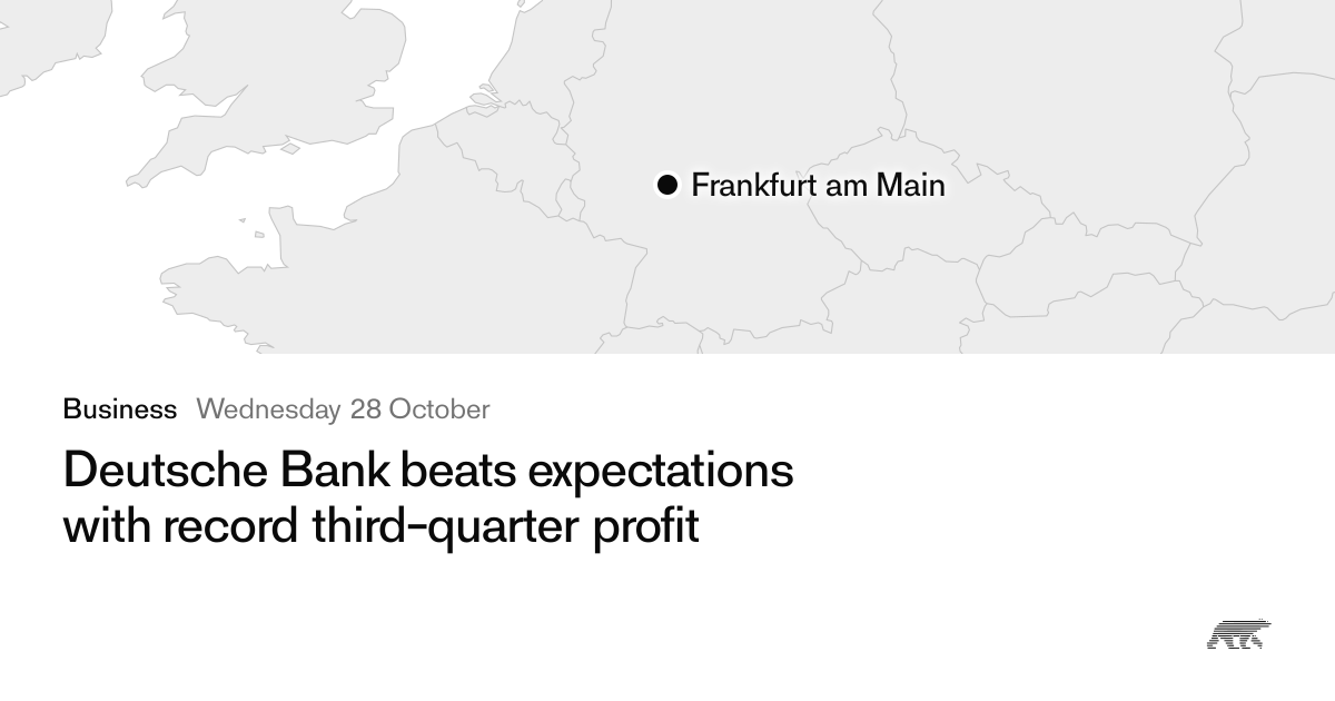 Deutsche Bank beats expectations with record third-quarter profit