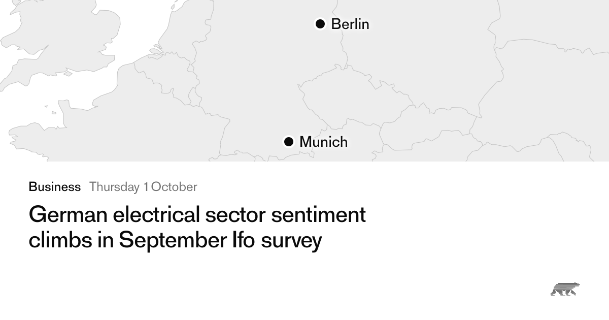 German electrical sector sentiment climbs in September Ifo survey