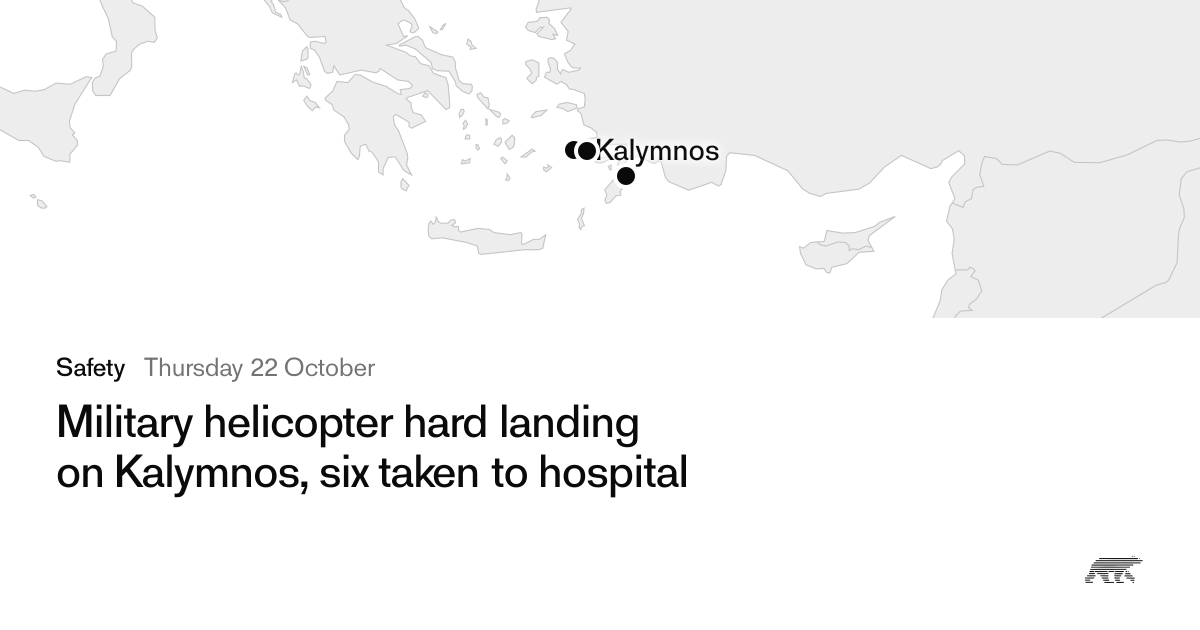 Military helicopter hard landing on Kalymnos, six taken to hospital