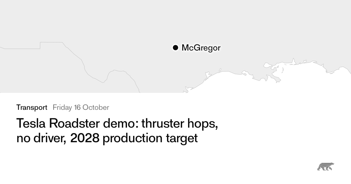 Tesla Roadster demo: thruster hops, no driver, 2028 production target