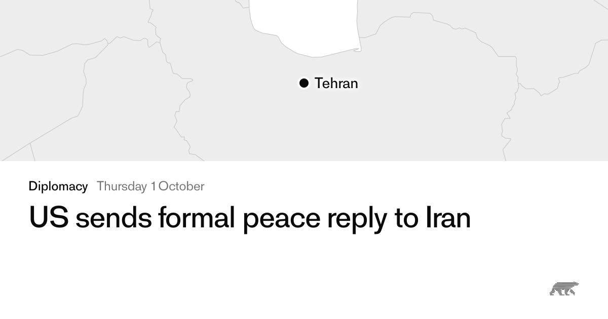 US sends formal peace reply to Iran · Pollar