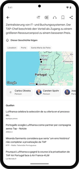 Quellen eines Artikels, Android