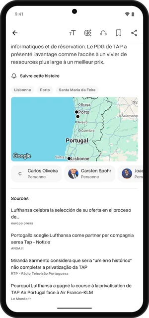Sources d’un article, Android