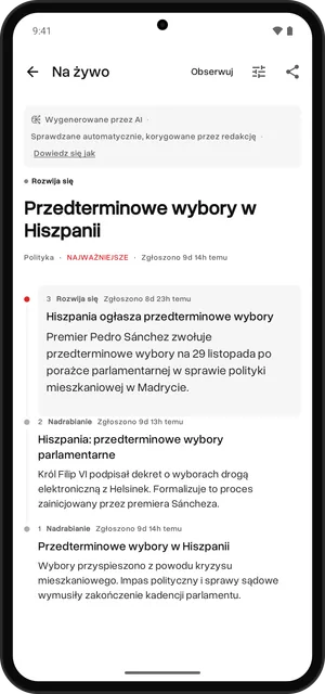 Na żywo, Android
