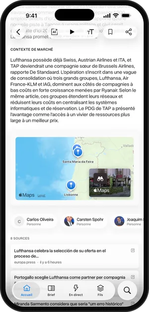 Sources d’un article, iPhone
