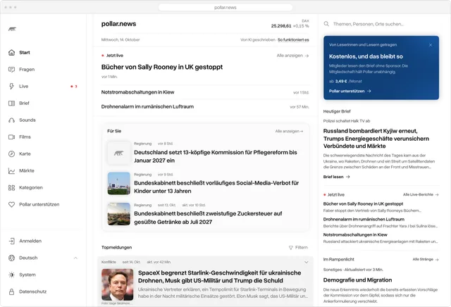 Startseite, Web